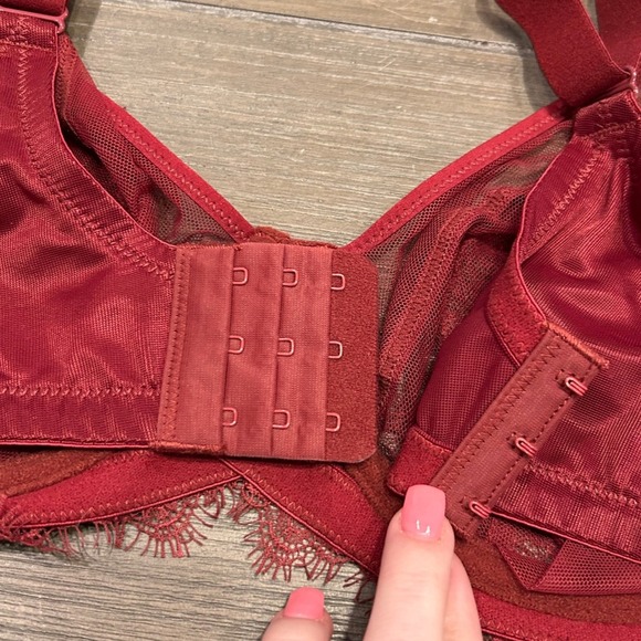 HSIA 34DD Red Lace Unlined Underwire Bra Sheer Sexy Lingerie - Picture 5 of 8